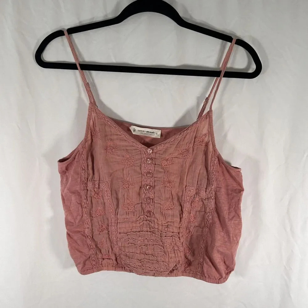 Lucky Brand Tank Top Women's Medium Pink Cotton Blend Sleeveless